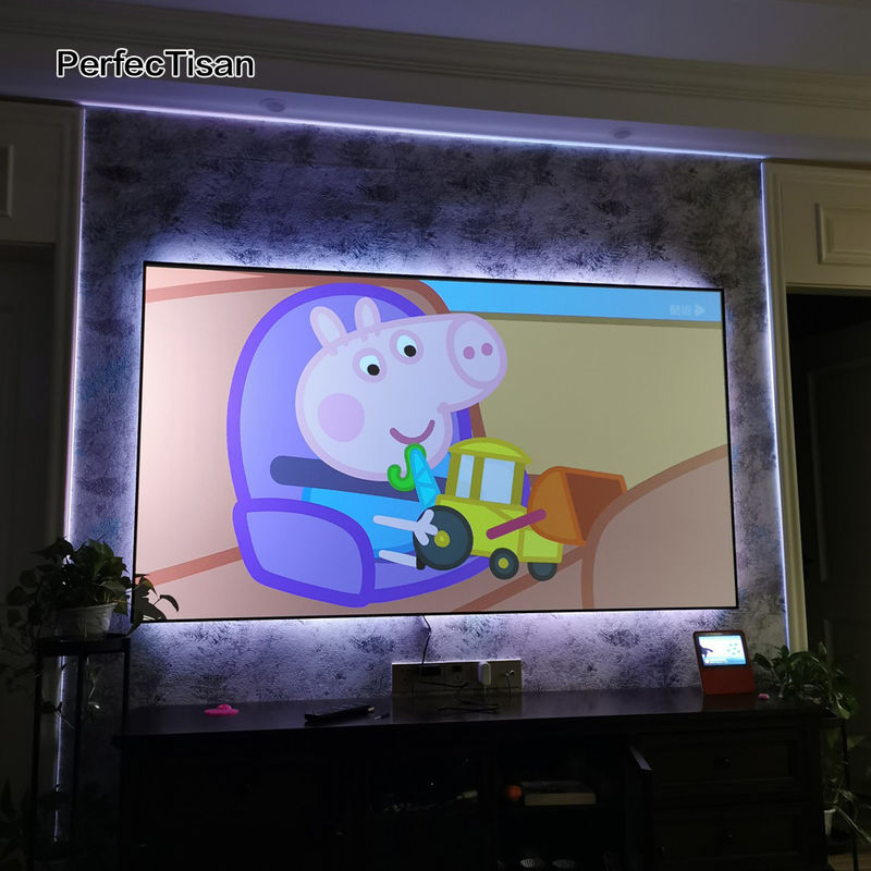 Large Size Fixed Frame Screen White / Gray 200 Inch Projection Screen For Long Throw