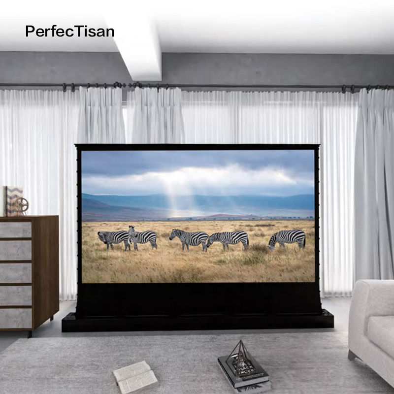 8k Floor Rising Projector Screens Large Size 150 Inch Motorized Projector Screen