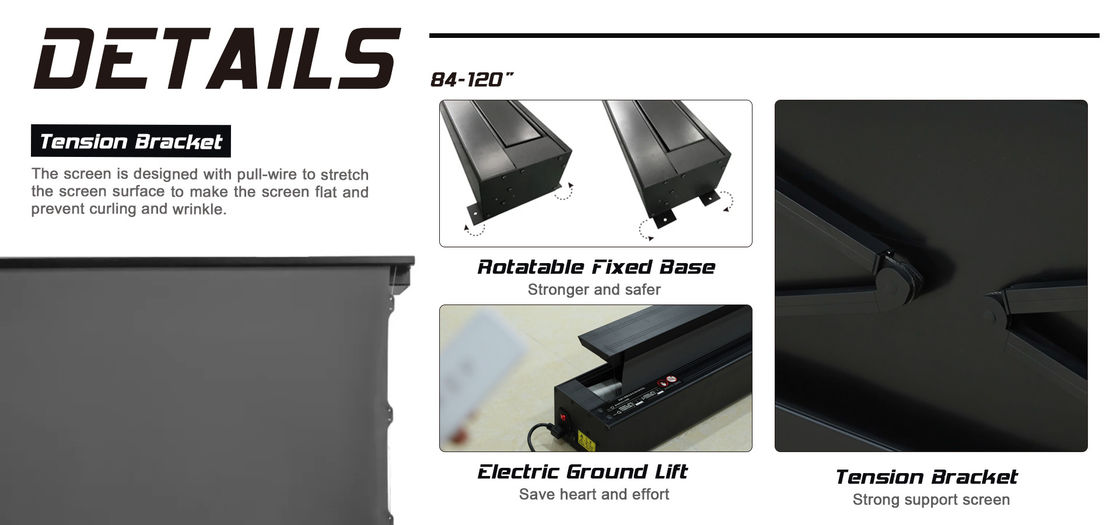 PVC Motorized Projection Screens 90 Inch Screen For Ultra Short Throw Projector