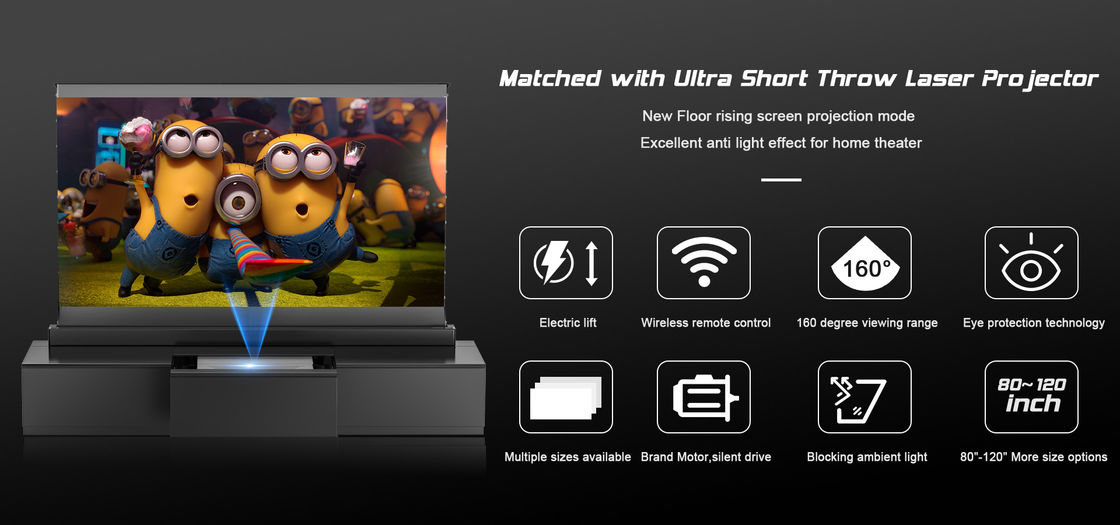 PVC Motorized Projection Screens 90 Inch Screen For Ultra Short Throw Projector