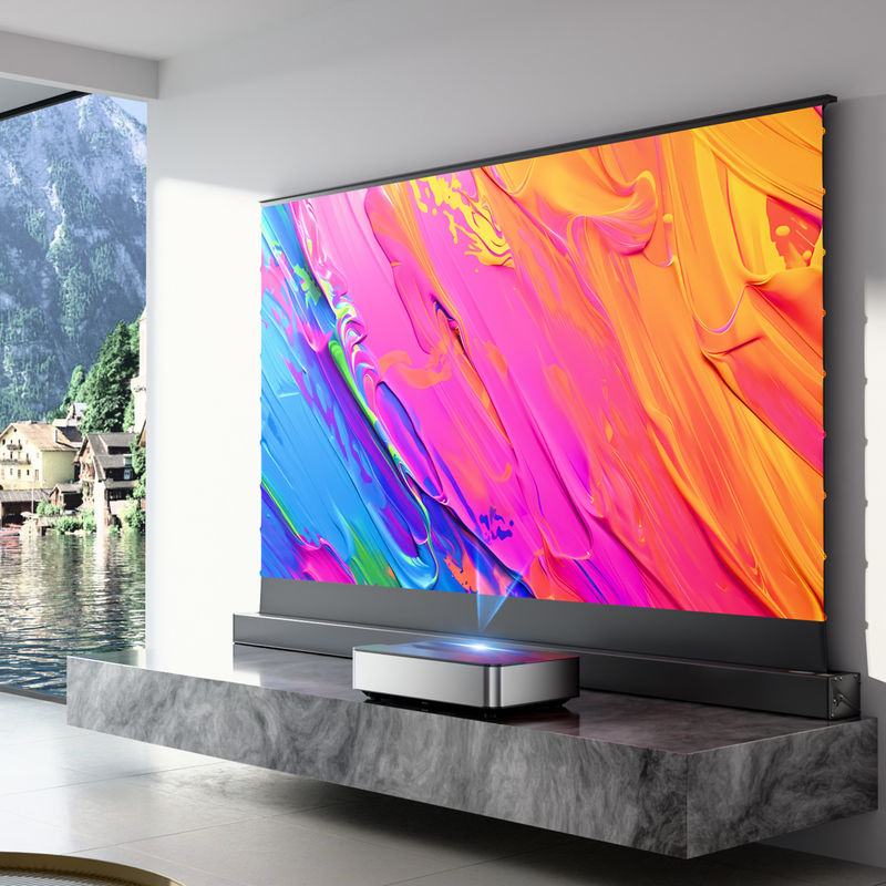 120 Inch Floor Rising Screen Electric Ultra Short Throw Laser Projector Screen