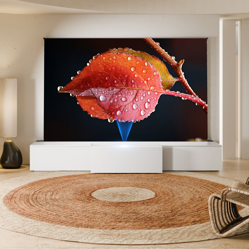 Big Size Telescopic TV Cabinet Full Motion Short Throw Projector Entertainment Center White