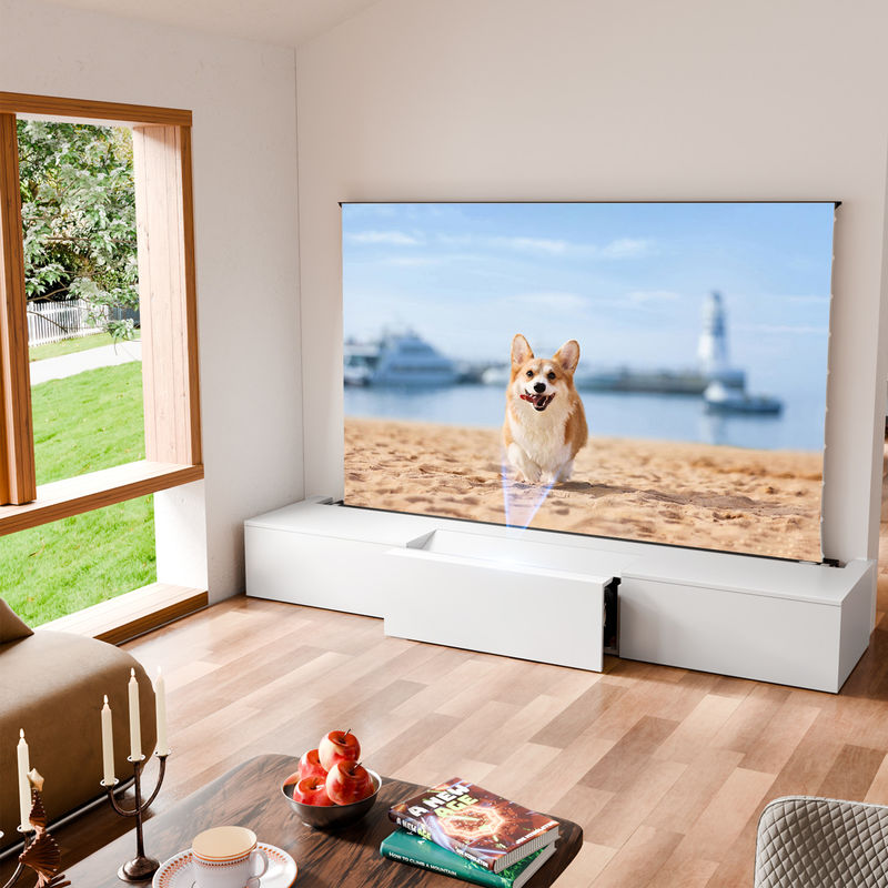 Big Size Telescopic TV Cabinet Full Motion Short Throw Projector Entertainment Center White