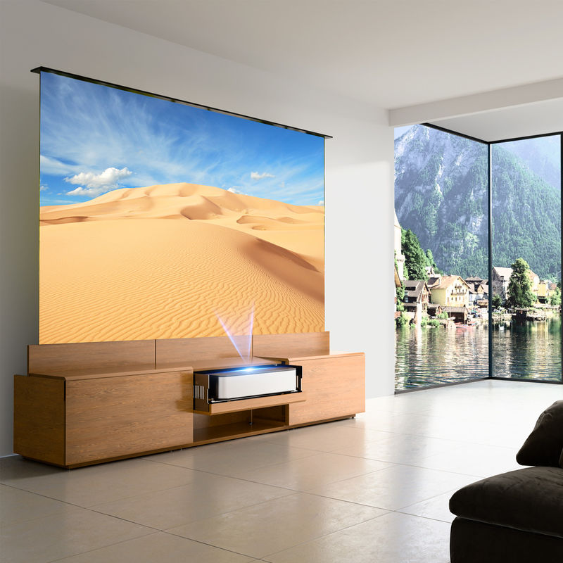 Intelligent Motorised Laser TV Cabinet Customized Projection Screen Cabinet with Projector Screen