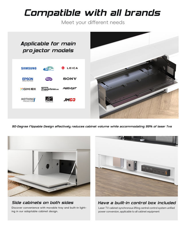 Intelligent Motorised Laser TV Cabinet Customized Projection Screen Cabinet with Projector Screen