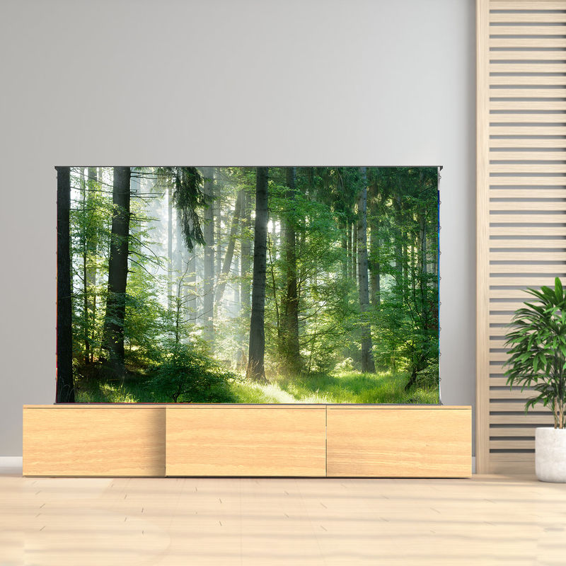 Wooden Color Telescopic TV Cabinet Customized UST TV Stand For Floor Rising Projector Screen