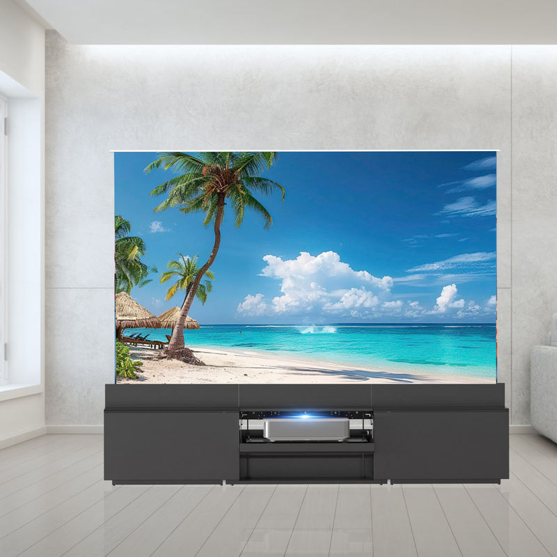 Flip Motorised Laser TV Cabinet Black UST Projector Cabinet 100 Inch - 150 Inch