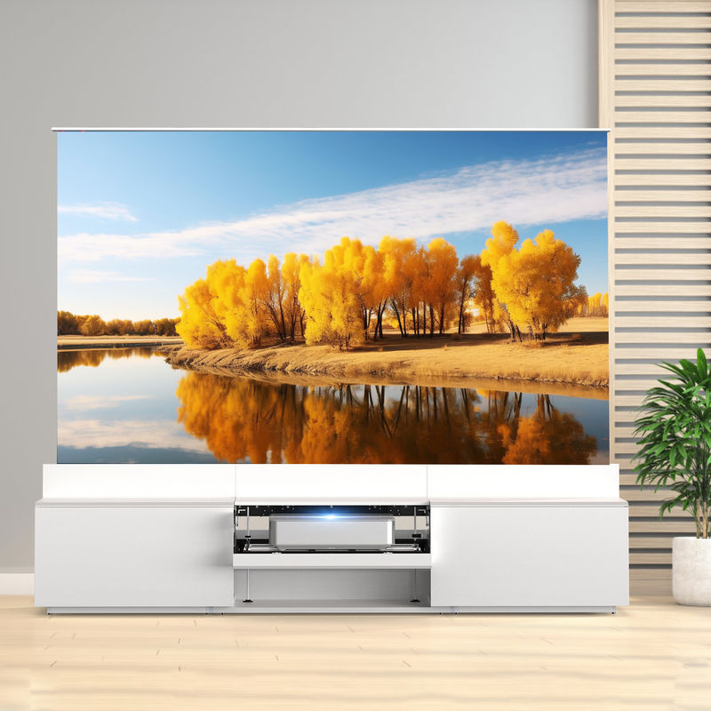 Flip Motorised Laser TV Cabinet Black UST Projector Cabinet 100 Inch - 150 Inch