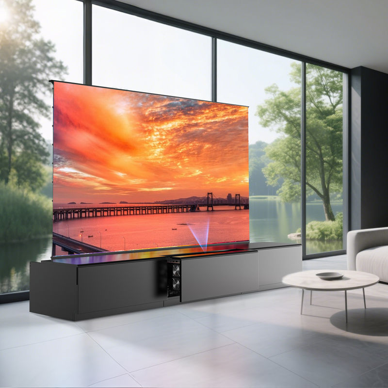 Concealed Telescopic TV Cabinet 100 / 120 / 150 Inch Short Throw Projector Furniture Modern
