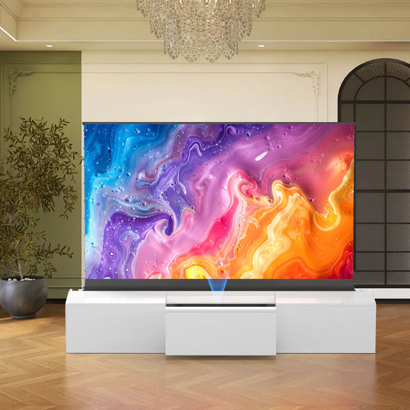 White Ultra Short Throw Cabinet 120 Inch TV Stand For Projector