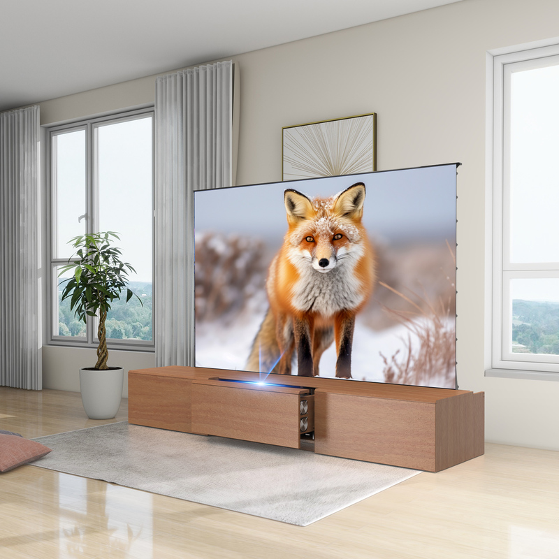 Motorized Laser TV Cabinet for UST Projector Solid Oak TV Cabinet