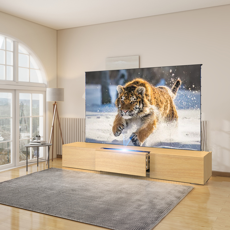 Motorized Laser TV Cabinet for UST Projector Solid Oak TV Cabinet