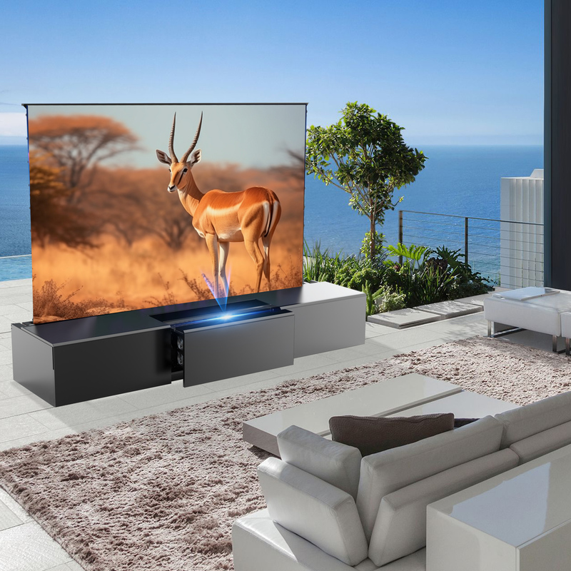 Motorized Laser TV Cabinet for UST Projector Solid Oak TV Cabinet