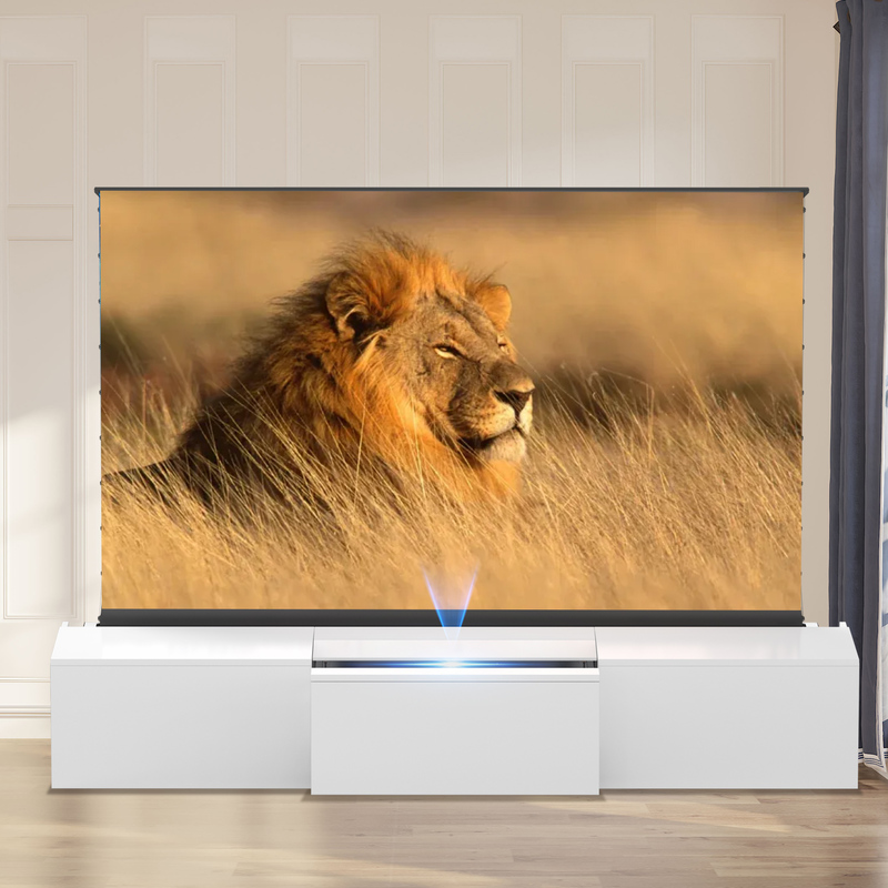 Motorized Laser TV Cabinet for UST Projector Solid Oak TV Cabinet