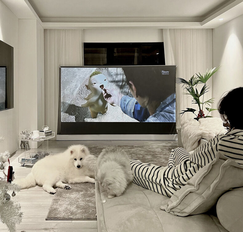 Floor Rising Screen electric projection screen with quiet motor operation and sleek design for modern office environments