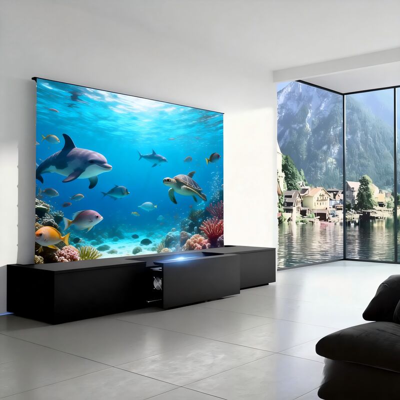 Smart Motorised Laser TV Cabinet with Formaldehyde-Free MDF Board and Custom Size/Color Options