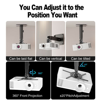 Black Projector Ceiling Mount 25cm - 35cm Extendable Projector Ceiling Mount