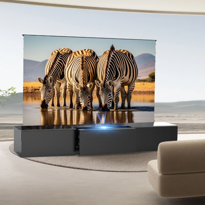 White Motorized Laser TV Cabinet Modern Ultra Short Throw Projector Living Room Storage TV Cabinet