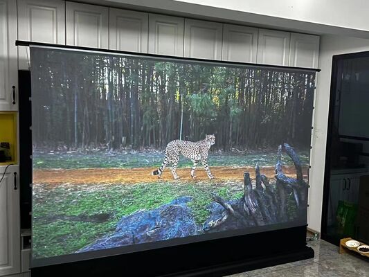 Motorized Floor Rising Screen 90 inch projection screen compatible with ultra short throw laser projectors providing performance for business
